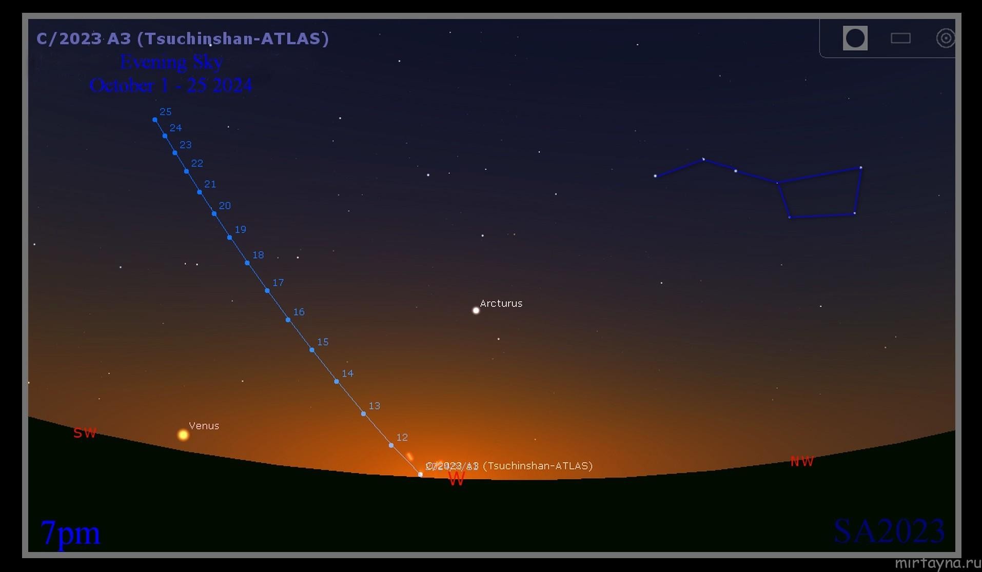 Comet A3 Tsuchinshan-ATLAS finder chart